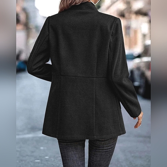 New Chic Classic Tweed Jacket Blazer Black - Picture 3 of 7